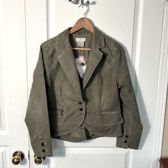NWT FDJ FRENCH DRESSING DENIM STRETCH JACKET IN LIGHT OLIVE GREEN IN SIZE M - Picture 1 of 7